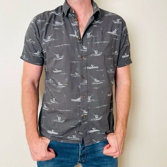 Quiksilver Other - Quiksilver Men's Waterman Line Spinner Button Down Casual Shirt Grey Size XL